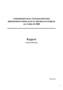 Rapport de la Commission sur l intégration des professions médicales et pharmaceutiques au cursus LMD