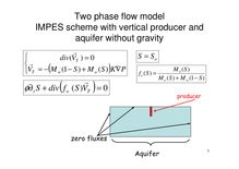 1Two phase flow model IMPES scheme with vertical producer and