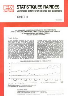 STATISTIQUES RAPIDES Commerce extérieur et balance des paiements. 1994 11