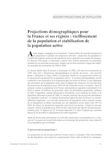 Projections démographiques pour la France et ses régions : vieillissement de la population et stabilisation de la population active 