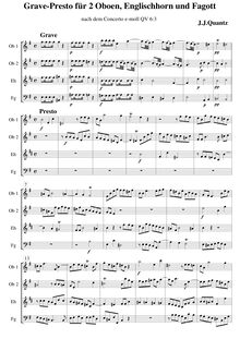 Partition complète, Concerto pour 2 flûtes en E minor, Quantz, Johann Joachim