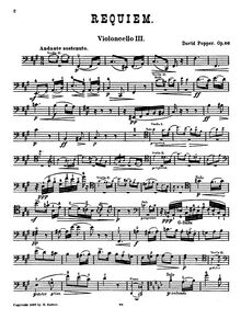 Partition violoncelle 3, Requiem, Op.66, Requiem Adagio für 3 Violoncelli und Orchestra (oder Pianoforte), Op.66
