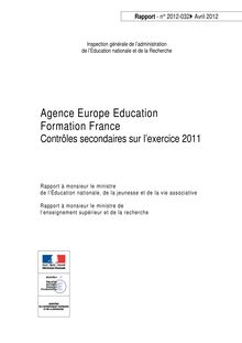 Agence Europe Education Formation France. Contrôles secondaires sur l exercice 2011