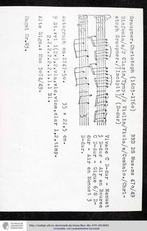 Partition complète et parties, Sinfonia en D major, GWV 522