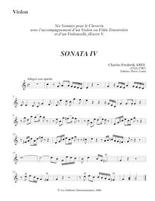 Partition , Allegro con spirito - violon (flûte) , partie, 6 sonates pour clavecin