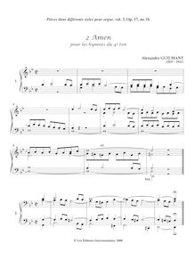 Partition Ib. 2 Amen pour les hymnes du 4e ton, Pièces dans différents styles, Opp.15-20, 24-25, 33, 40, 44-45, 69-72, 74-75