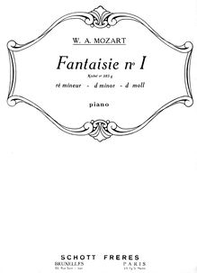 Partition complète, Fantasia, Fantasy No.3, D minor, Mozart, Wolfgang Amadeus par Wolfgang Amadeus Mozart