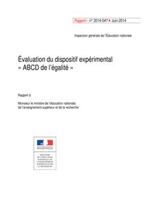 Évaluation du dispositif expérimental "ABCD de l égalité" - Rapport du Ministère