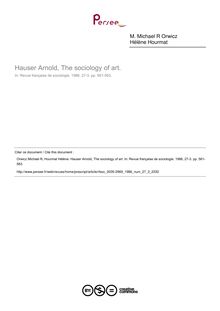 Hauser Arnold, The sociology of art.  ; n°3 ; vol.27, pg 561-563