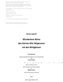 Wunderbare Reise des kleinen Nils Holgersson mit den Wildgänsen - Ein Kinderbuch