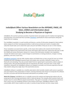 IndiaQBank Offers Various Newsletters on the AIPGMEE, FMGE, JEE Main, USMLE and Information about Studying to Become a Physician or Engineer