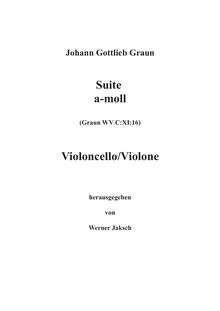 Partition violoncelles/Basses,  en A minor, A minor, Graun, Johann Gottlieb