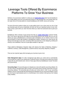 Leverage Tools Offered By Ecommerce Platforms To Grow Your Business