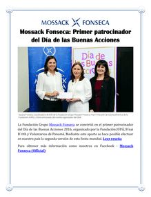 Mossack Fonseca: Primer patrocinador del Día de las Buenas Acciones