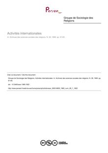 Activités internationales - article ; n°1 ; vol.28, pg 61-65