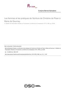 Les femmes et les pratiques de l écriture de Christine de Pisan à Marie de Gournay - article ; n°1 ; vol.16, pg 52-69