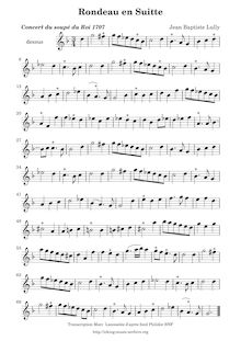Partition Rondeau en Suitte, Concert de violons et de hautbois donné pour le souper du Roy le seize janvier 1707