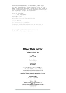 The Arrow-Maker - A Drama in Three Acts