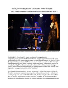 Singer/Songwriter/Pianist Akie Bermiss Slated to Rejoin Lake Street Dive’s Extended National Concert Tour May 5 – Sept 1