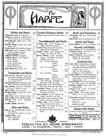 Partition harpe / partition de piano, Romanze, F major, Stahl, Ernst