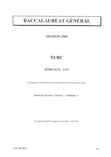 Turc LV1 2006 Sciences Economiques et Sociales Baccalauréat général