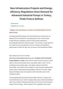 New Infrastructure Projects and Energy-efficiency Regulations Drive Demand for Advanced Industrial Pumps in Turkey, Finds Frost & Sullivan