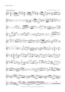 Partition violons I, Ouverture en G major pour 2 flûtes, basson et cordes