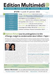 Editions Multimedi@ n°270 - Lundi 31 janvier 2022