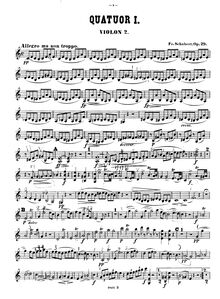 Partition violon 2, corde quatuor No. 13, Rosamunde Quartet, A Minor