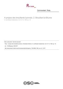 A propos des brouillards lyonnais. 2. Brouillard et Brume - article ; n°1 ; vol.8, pg 1-8