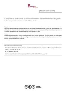 La réforme financière et le financement de l économie française - article ; n°2 ; vol.2, pg 89-102