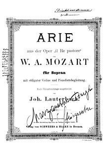 Partition complète, Il rè pastore, Mozart, Wolfgang Amadeus par Wolfgang Amadeus Mozart