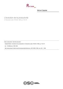 L évolution de la productivité - article ; n°1 ; vol.39, pg 143-147