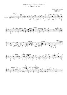 Partition Fantasia No.3, 12 fantaisies pour violon without basse, TWV 40:14-25 par Georg Philipp Telemann