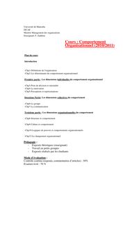 Cours : Comportement Organisationnel (2010/2011