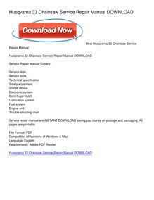 Husqvarna 33 Chainsaw Service Repair Manual DOWNLOAD