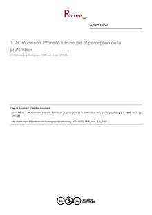 T.-R. Robinson Intensité lumineuse et perception de la profondeur - compte-rendu ; n°1 ; vol.3, pg 379-381