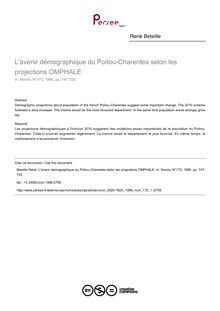 L avenir démographique du Poitou-Charentes selon les projections OMPHALE - article ; n°1 ; vol.172, pg 747-753