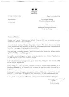 Lettre de François Falletti à Christiane Taubira