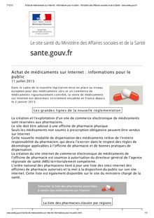 Achat de médicaments sur internet : Communiqué du Ministère de la Santé à destination du grand public