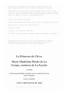 La princesse de Clèves par Madame de La Fayette