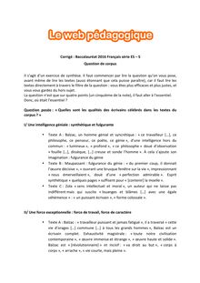 Baccalauréat Français 2016 - Séries ES - S - Questions