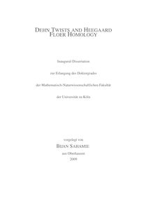 Dehn Twists and Heegaard Floer homology [Elektronische Ressource] / vorgelegt von Bijan Sahamie