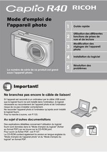 Notice Appareil Photo numériques Ricoh  Caplio R40