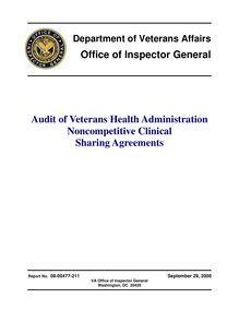 Department of Veterans Affairs Office of Inspector General Audit of  Veterans Health Administration 