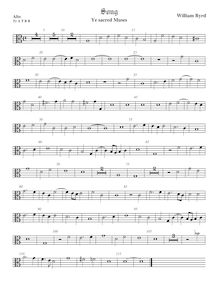 Partition ténor viole de gambe 1, alto clef, Ye sacré Muses, Byrd, William