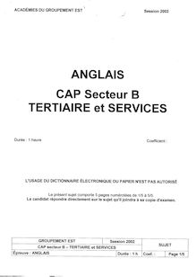 Anglais 2002 CAP Agent d Entreposage et de messagerie