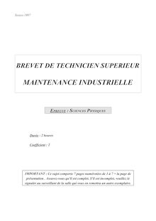 Sciences physiques 1997 BTS Maintenance industrielle