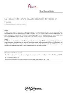 La « découverte » d une nouvelle population de vipères en France - article ; n°1 ; vol.76, pg 159-179