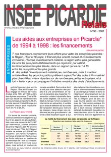 Les aides aux entreprises en Picardie de 1994 à 1998 : les financements (2ème partie)